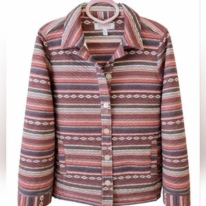 Shyanne Southwestern Stripe Button Front Jacket Medium Western Boho Quilted